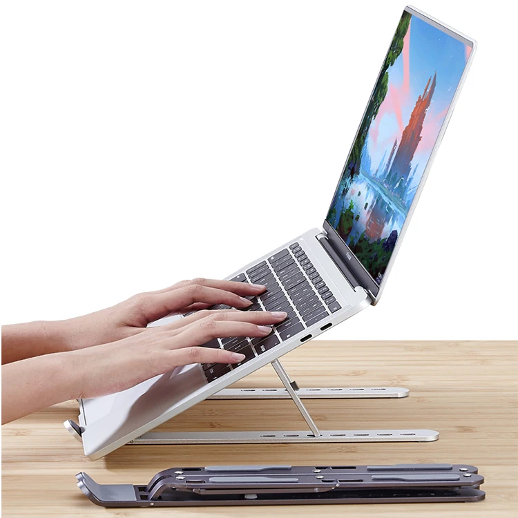 Adjustable Ergonomic Portable Aluminum Laptop Holder For MacBook Air Pro HP Lenovo Dell More 10-17 inch Laptops and Tablets