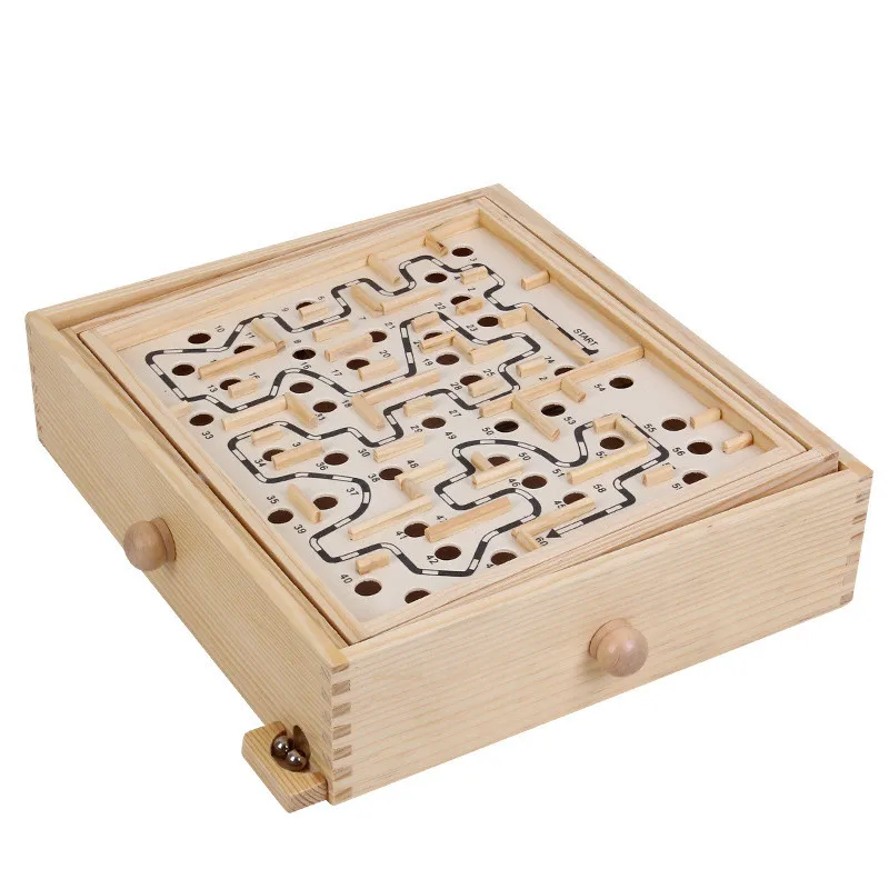 Hot Kids Wooden Toy 3D Puzzle Ball Maze Wood Case Box Fun Brain Hand Challenge Balance Games Educational Toys for Children Adult