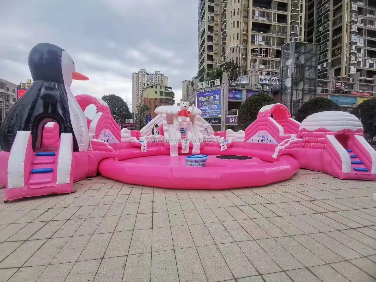 10m 18m dia factory summer hot Inflatable water park slide equipment run rides sale,inflatable water splash games for rentals