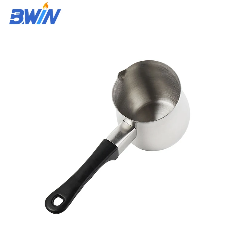 Stainless Steel Black Handle Western Style Coffee Pot Milk Boiling Pot Warmer