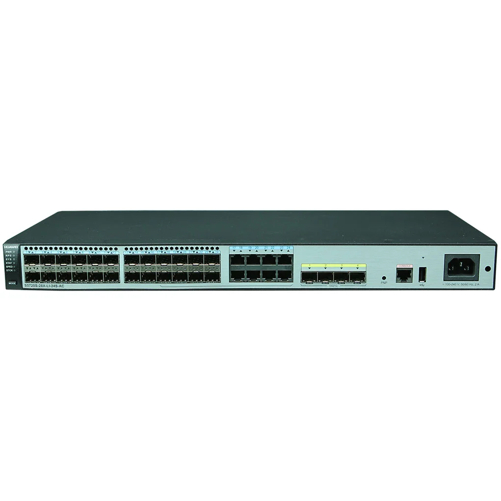 S5720S-28X-LI-24S-AC - S5700 Series Switches (24 Gig SFP,8 of which are dual-purpose 10/100/1000 or SFP,4 10 Gig SFP+)