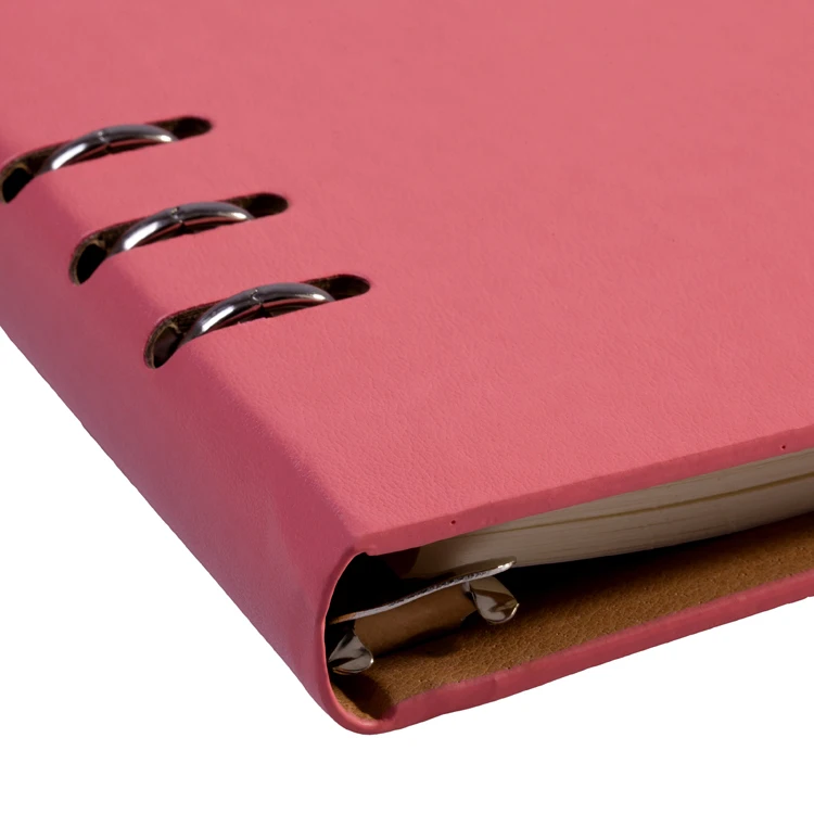  custom hardcover pu leather cover office supplies dotted grid line 6 ring a5 binder loose-leaf journal
