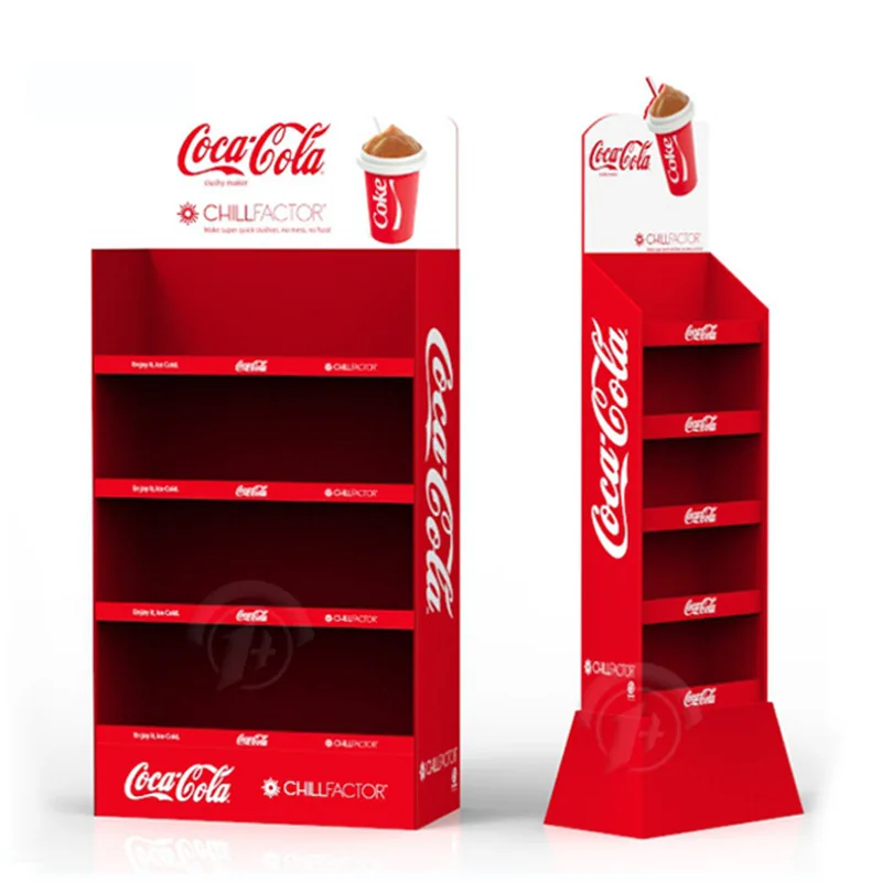 Custom logo product floor display stand Wholesales Supermarket foldable paper display rack