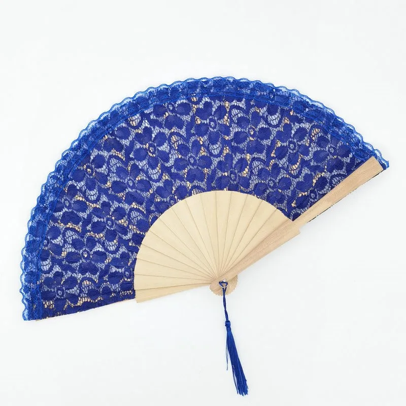 Hot sale Ivory lace wood foldable fan nature wooden art craft painted hand fan for women wedding and dancing