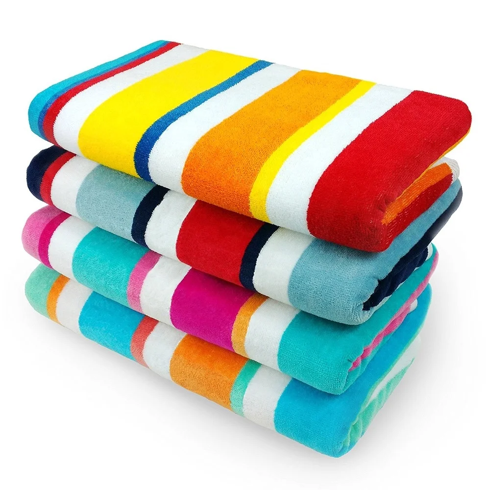 China supplier wholesale Ali 100%Cotton Multicolor Stripe Beach Towel
