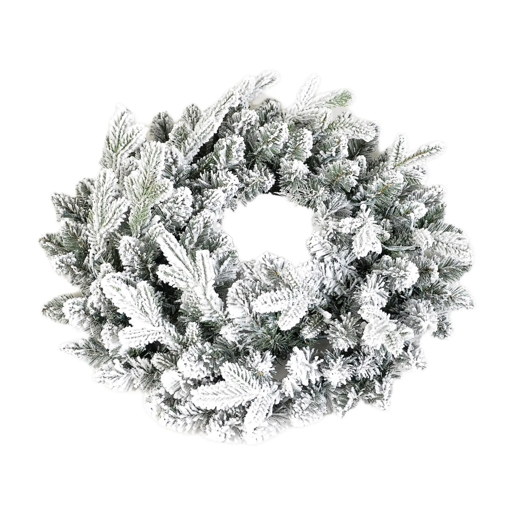 Fully Decorated Flocked Snowy venta al por mayor coronas de navidad Christmas Wreaths For Xmas