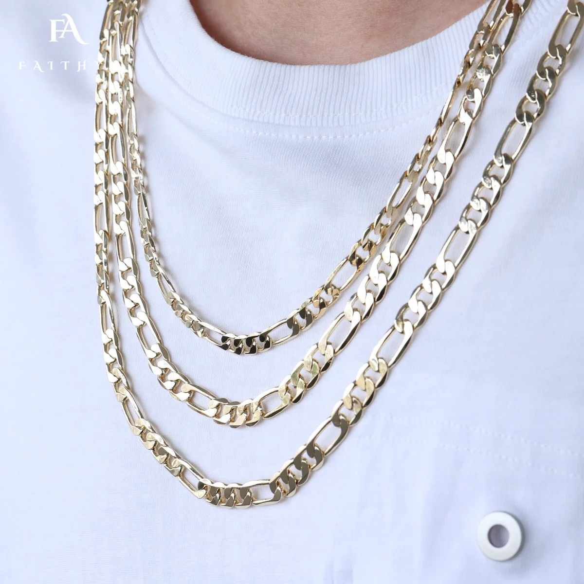 FC506-1 оптовый продавец, эксклюзивная покупка, 5 мм, Высококачественная дешевая золотая цепочка Figaro, итальянская 750 Водонепроницаемая цепь