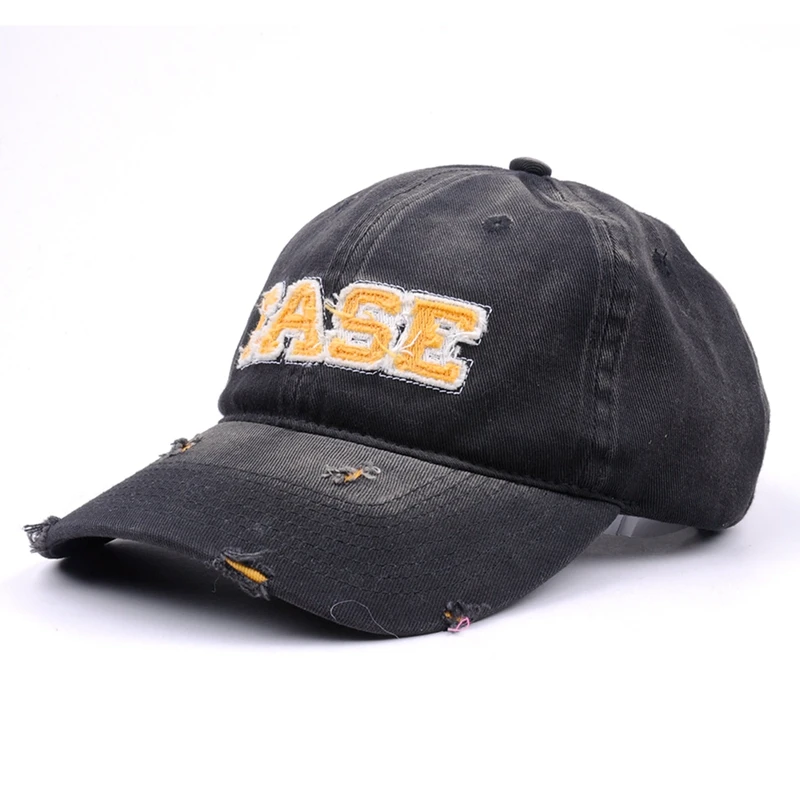 Dropshipping vintage black distressed denim dad hat designer