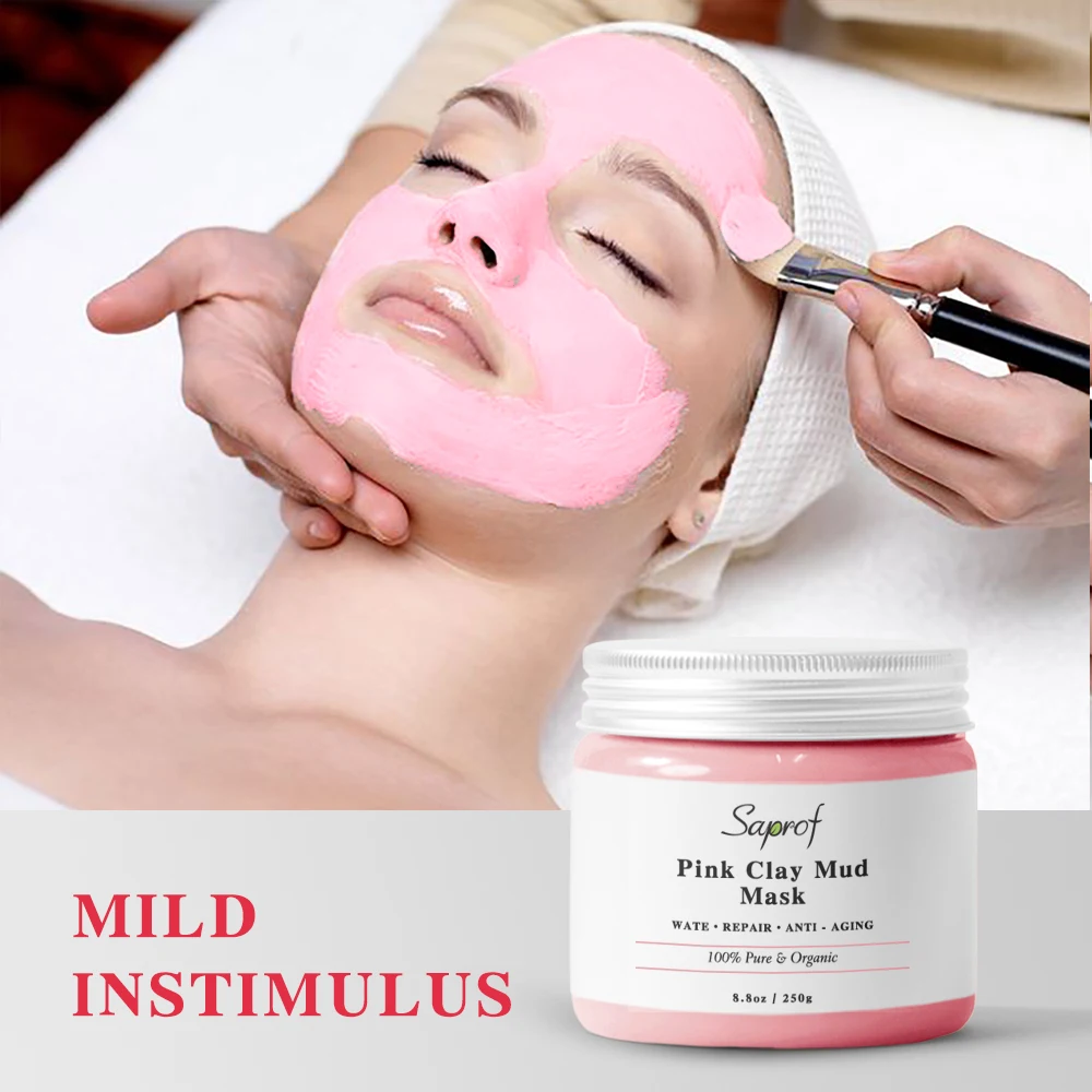 Cruelty Free facial skin care detox hydrating and whitening kaolin pink rose clay face mask