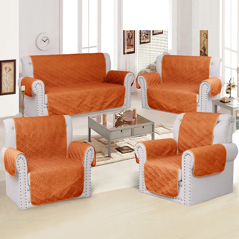 Perfect Fit Sofa Seat Mat Cover Elastic Solid Color Pets Kids Furniture Protector Washable