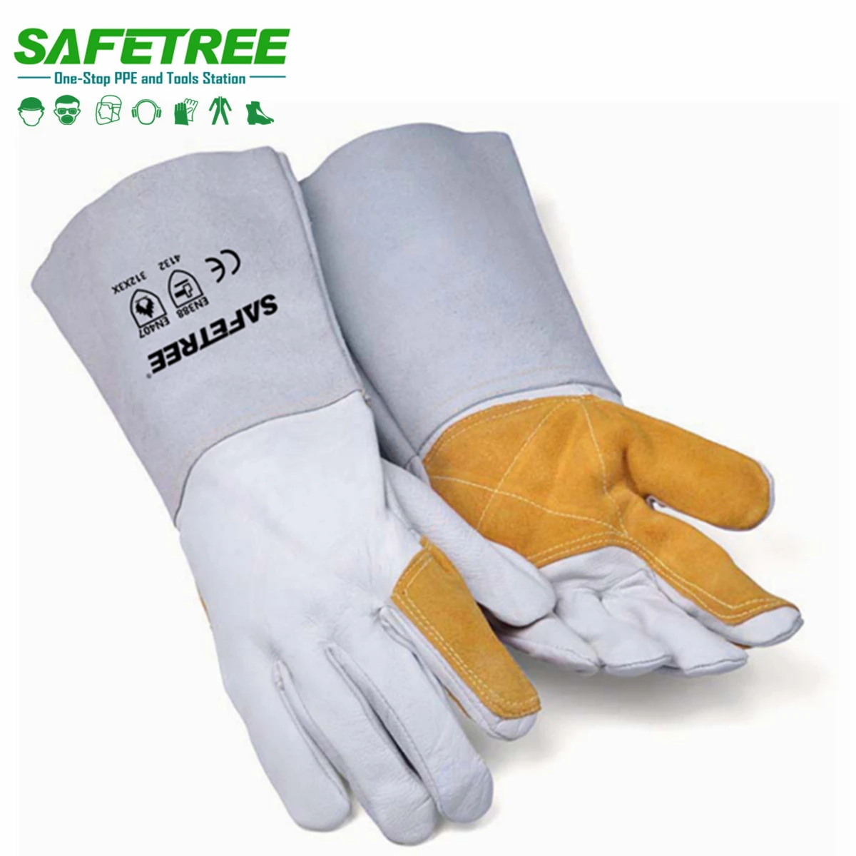 Reinforced Palm Tig Welding Gloves  Long Sleeve Leather Tig Welding Welder Gloves