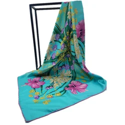 Stylish 100% Pure Silk Hair Head beautiful digital printing Square Scarf for Women