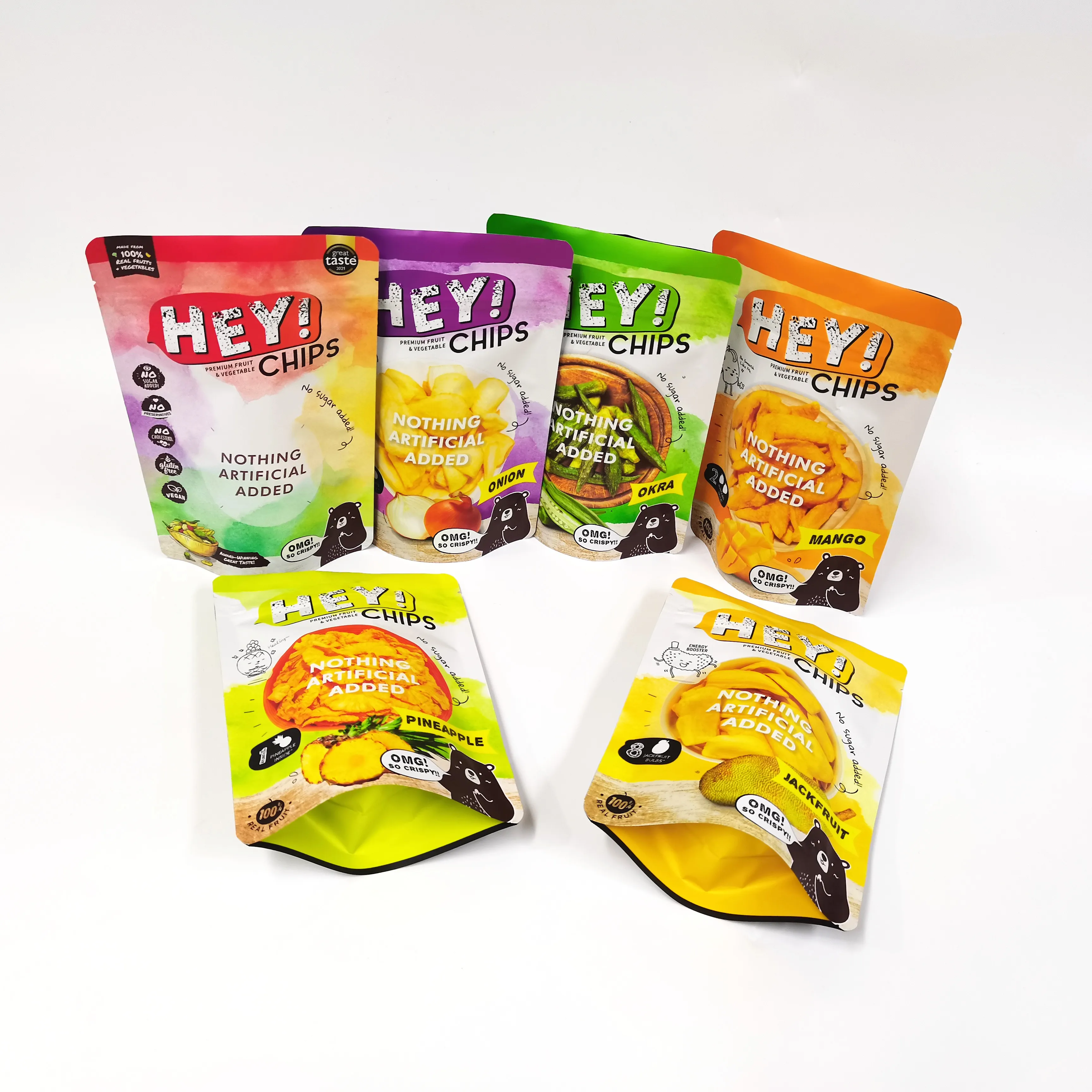 Food packaging bag custom digital printed snack mango dried fruit stand up zipper plastic pouch