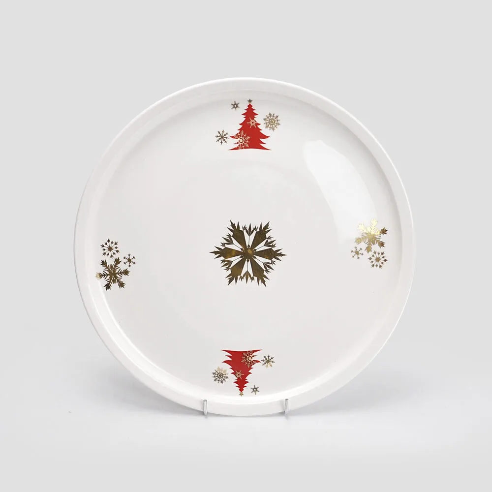 12inch pizza plate ceramic with PAD printing vegetable porcelain pizza plate