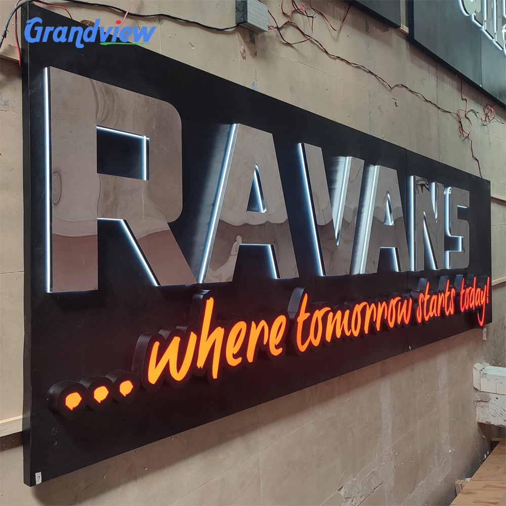 Factory Wholesale Custom Business Logo 3D Metal LED Letters Sign Metal Led Illuminated Sign Led Sign Board for Advertising