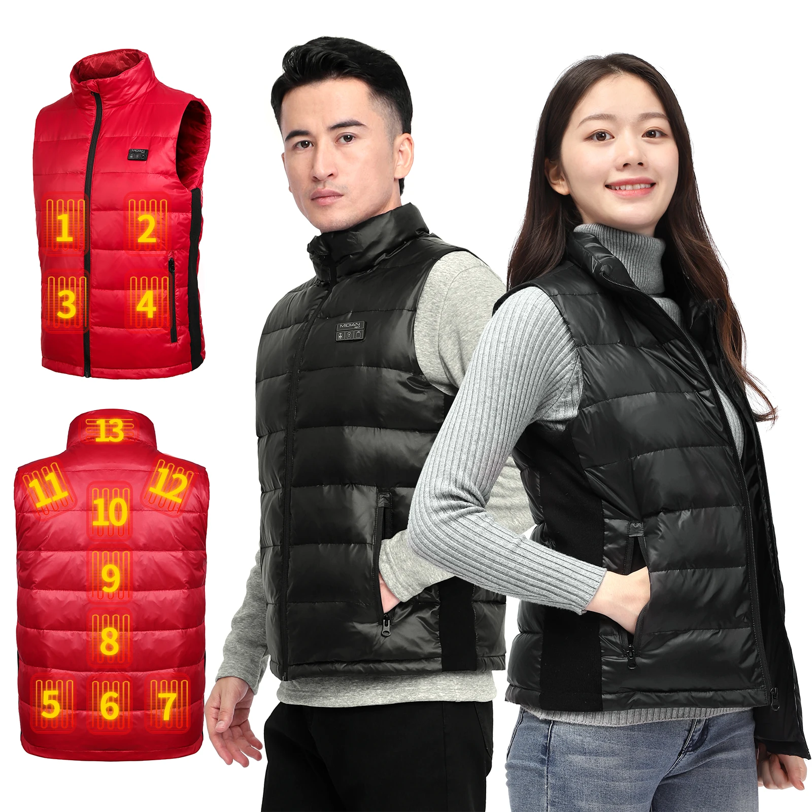 MIDIAN Rechargeable Smart Duck Down Vest Down Vest Down Jacket Battery