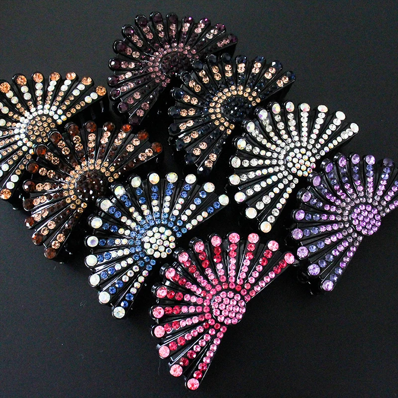 New Large Size Women Vintage Rhinestone Hair Claw Crab Clips Crystal Clamps Hairpin Bow Knot Hair Clip Hair Accessories Girls