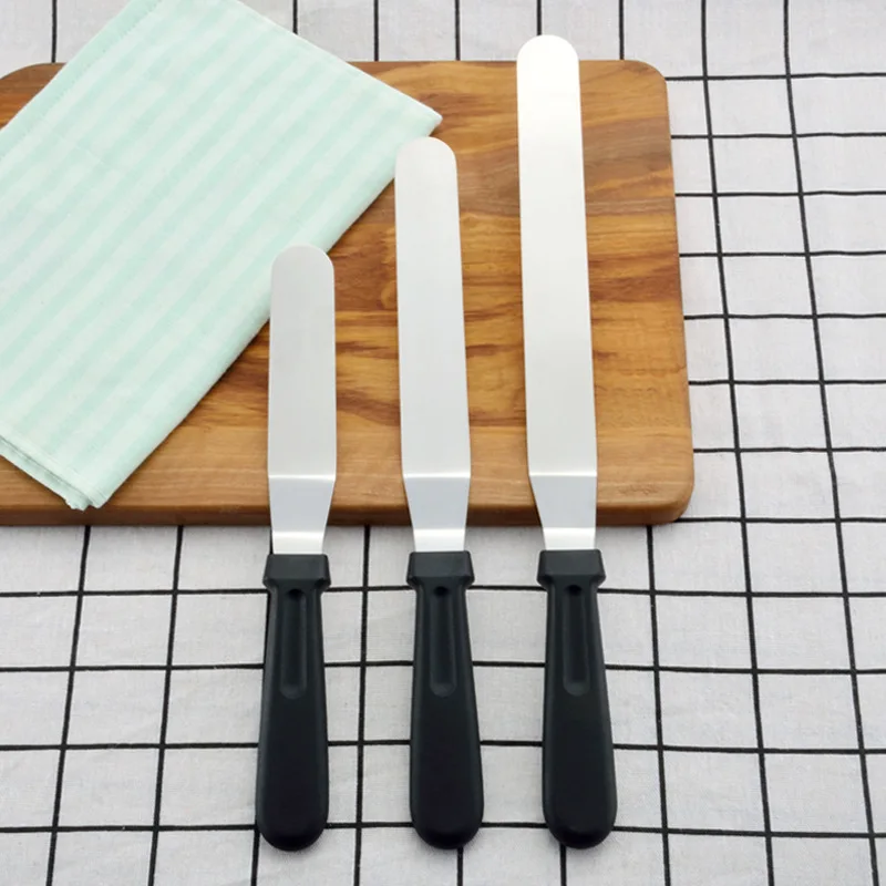 6 8 10 Inch Stainless Steel Blade Angled Cake Decorating Knife Icing Frosting Spatula Set with PP Handle