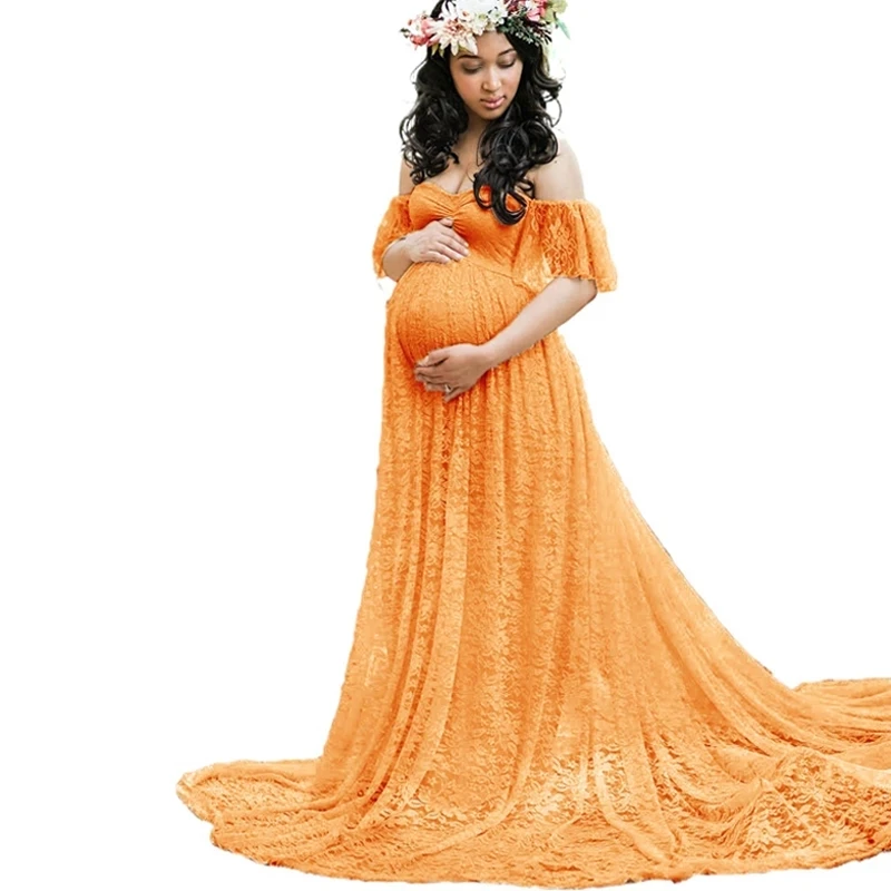 New Long Maternity Photography Props Pregnancy Dress Photography Maternity Dresses For Photo Shoot Pregnant Dress Lace Maxi Gown