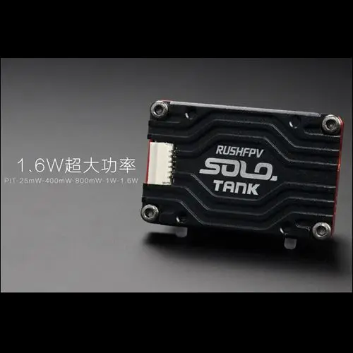 RUSH TANK SOLO 5.8G 48CH PitMode 1.6W Adjustable VTX 2-6S Built-in Microphone CNC Cooling Shell for RC FPV Racing Freestyle Long
