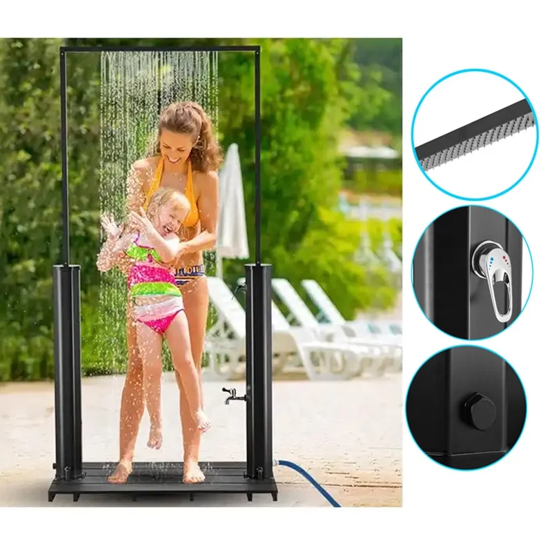 60L Kangrun Luxury Outdoor Garden Shower with Rainfall Head Gate Style Outdoor Showergate Solar Shower for Off Grid life