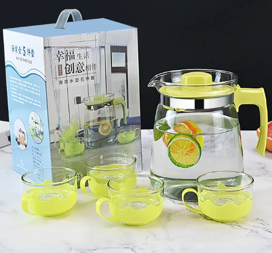 a hot sale glass tea kettle Begonia flower tea pots & kettles Household drinking utensils tea cup set