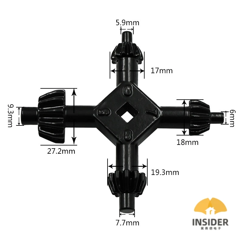 4 Way Universal Accessories Square Train Cabinet Alloy Cross Switch Key Wrench Triangle Elevator