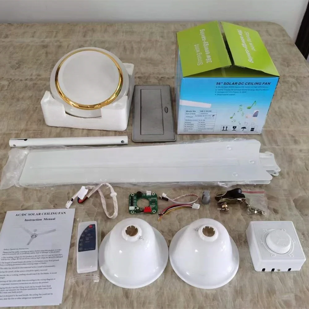 SENBI OEM BLDC motor fan 56 inch ACDC Solar Ceiling Fan With Remote control