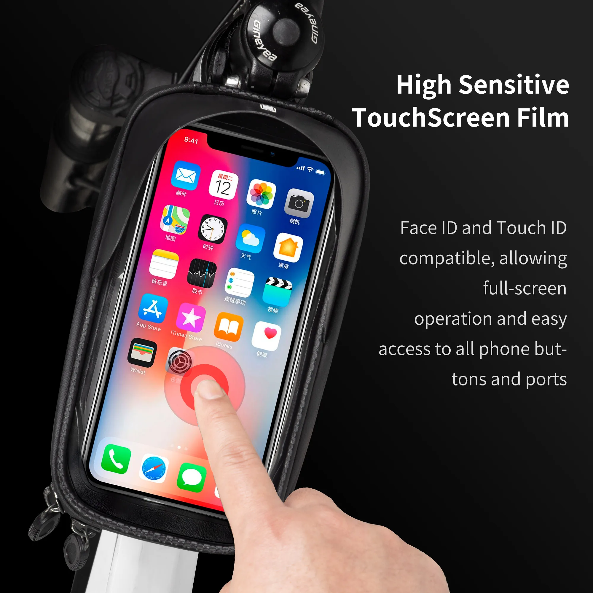 ASRQGOAL Hard Shell Front Frame Tube Bike Bag Rainproof MTB Shockproof Reflective Bag Multifunctional Large Capacity Bicycle Bag