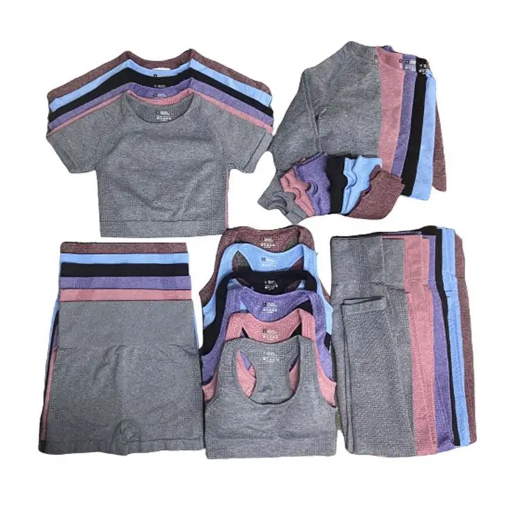 Seamless fitness sports high quality custom color clothing women gym 5 piece yoga set