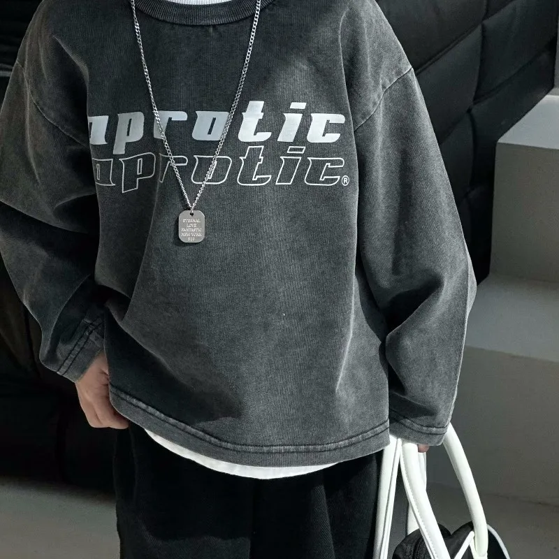 Hot Sales Kids Spring Clothes Acid Wash Shirt Printing Tshirts Boy Clothing 6 to 14 Years Summer Clothes for Kids Tshirt Cotone