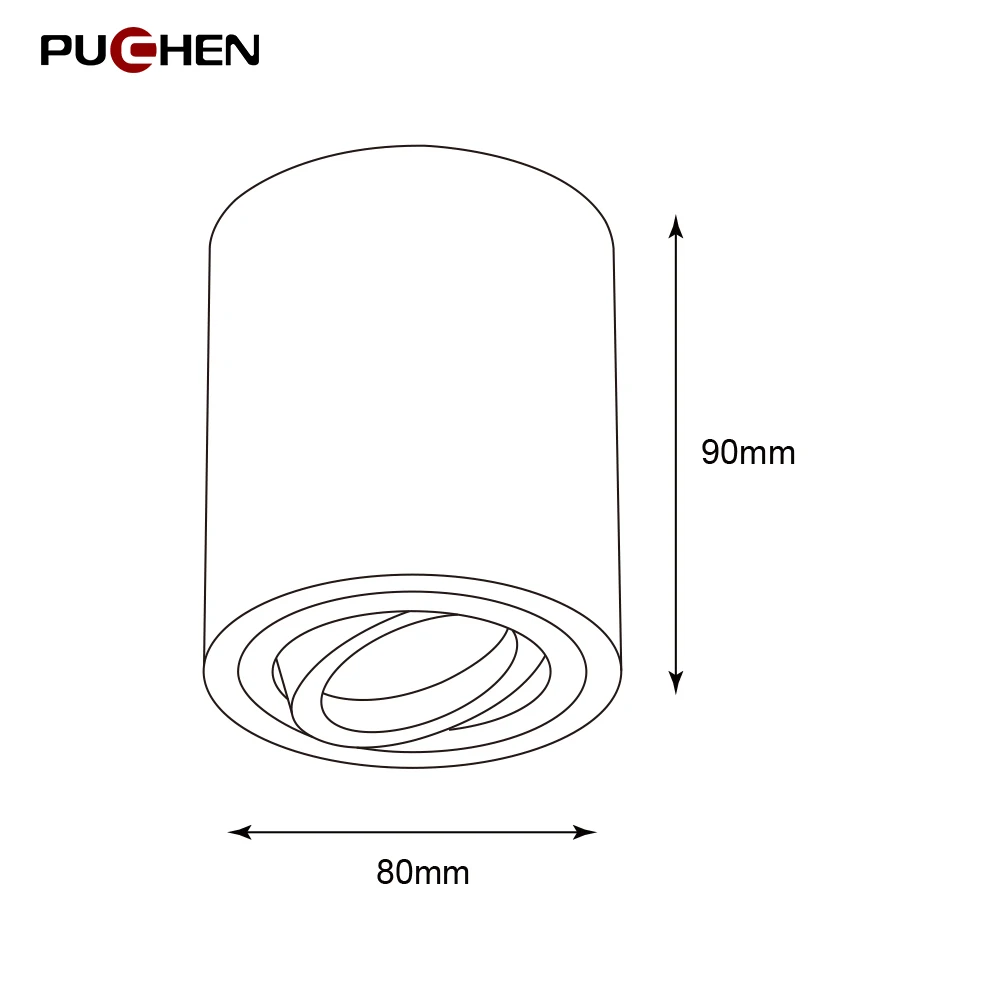 
PUCHEN Wholesale Adjustable GU10 Ceiling Tube Downlight Square Surface Mounted Spotlight Fixture Aluminium Lighting Housing 