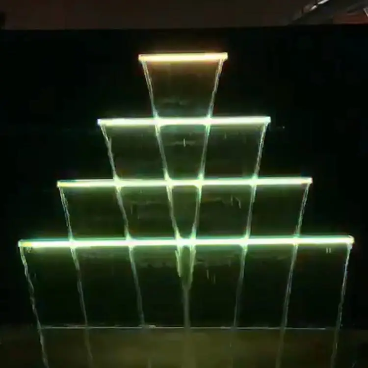 Free Samples Acrylic Led Colorful Pool Cascade Waterfall Blade Spillway Wall Water Descent With Remote Control