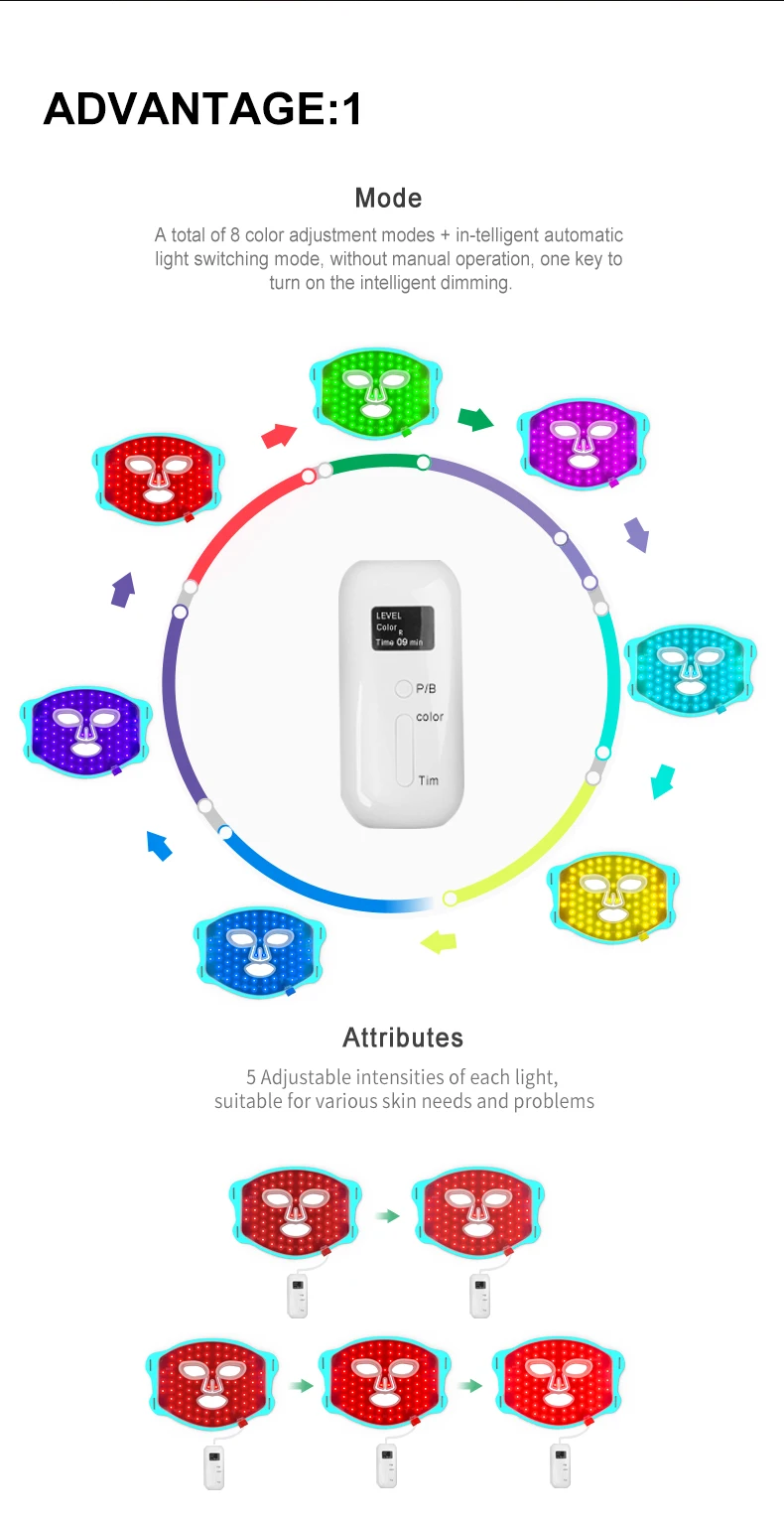 7 colors liquid silicone smart led red light therapy device for home use