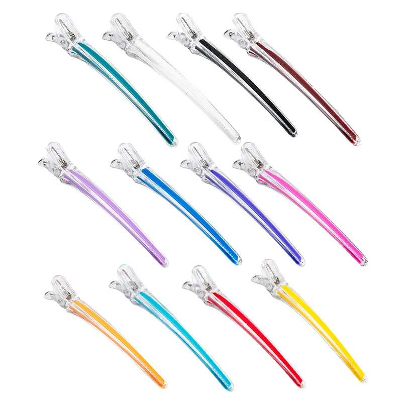 Fashion duckbill non-slip clip custom color salon hairstyling plastic transparent hair sectioning clips
