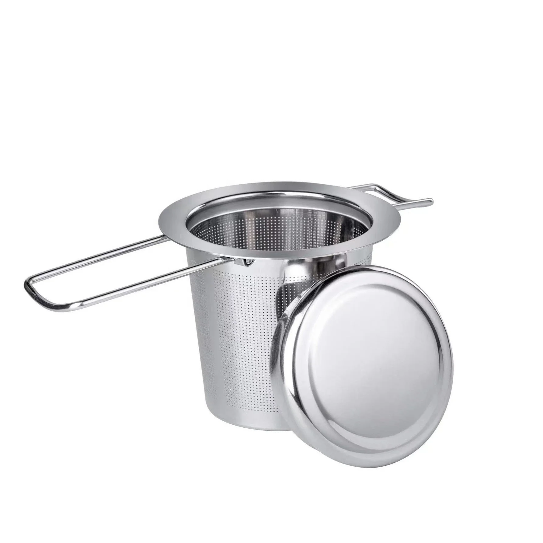 Складная корзина для заваривания сетчатого фильтра из нержавеющей стали с крышкой для рассыпного чая
