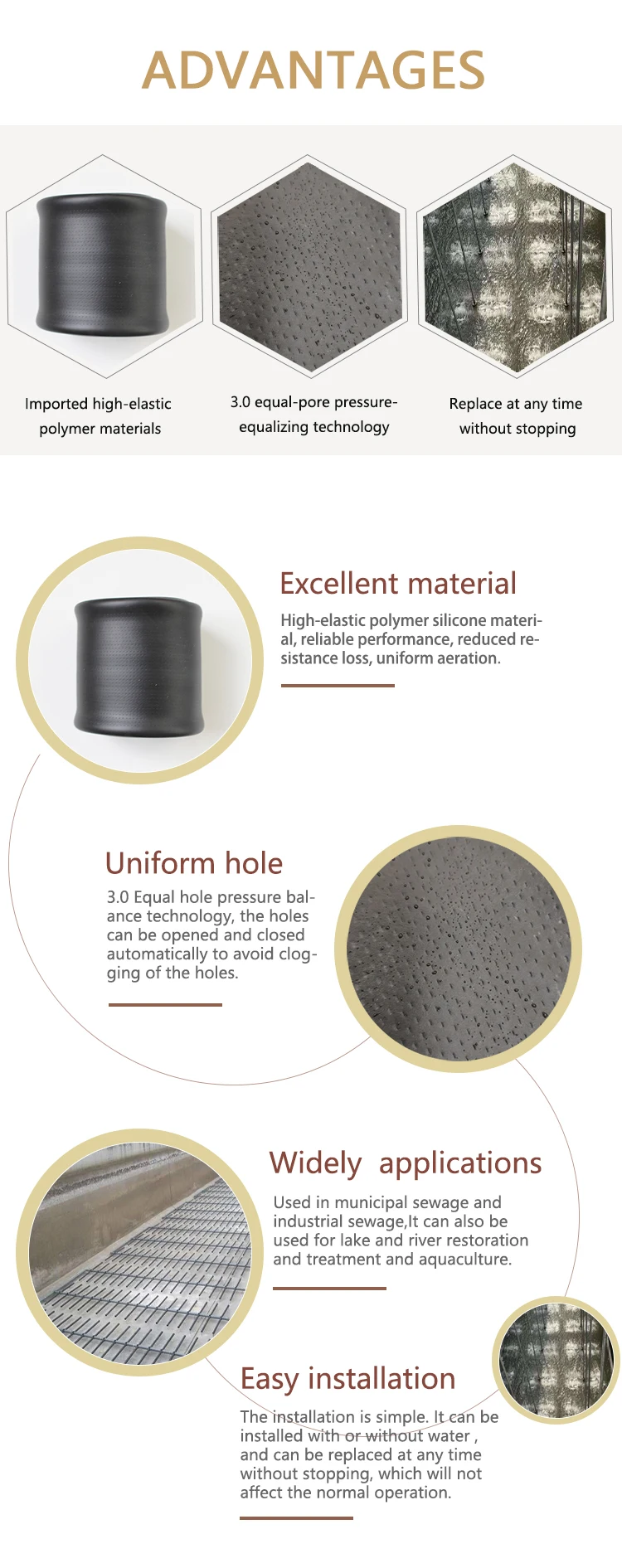 Shrimp Fish Farm Porous Oxygen Fine Bubble Nano Membrane Aerator Bioreactor Air Diffuser Tube Aeration Hose