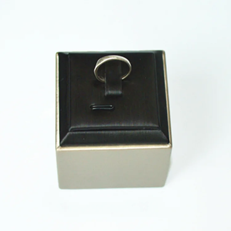 Wholesale Black Silver Brush PU Leather Small Vintage Jewelry Ring Display