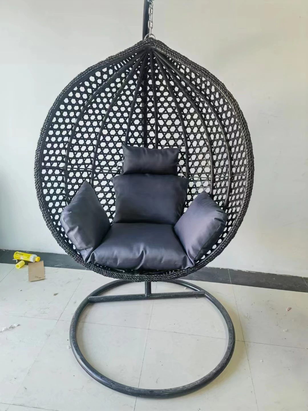 New patio hanging PE rattan with stand wicker egg swing chair kid adult indoor outdoor hammock swing garden furniture