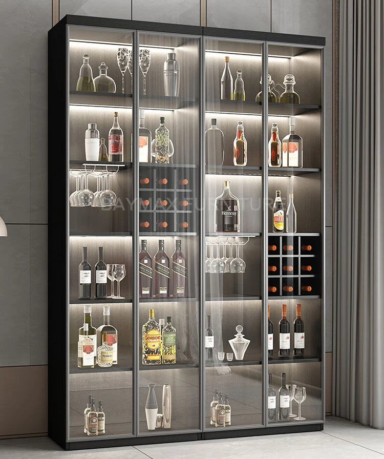 Luxury storage showcase glass display wine rack cabinet living room furniture