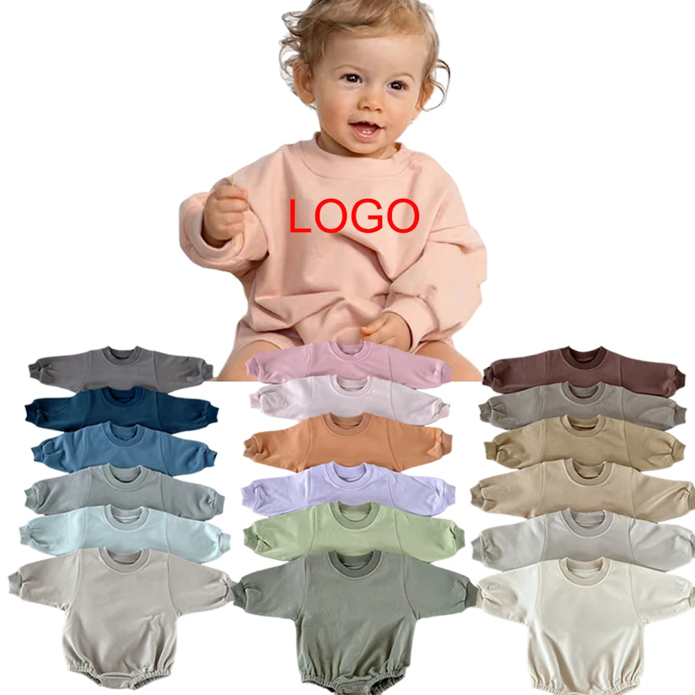 Blank baby winter romper  infant toddler bodysuit  baby girls onesie long sleeve terry cotton sweatshirt baby bubble romper