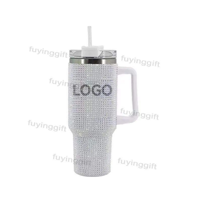40 Oz Rhinestone Football Basketball Baseball Tumbler Custom 40oz Game Day Bling Diamond Rhinestone Cup with Handle and Straw