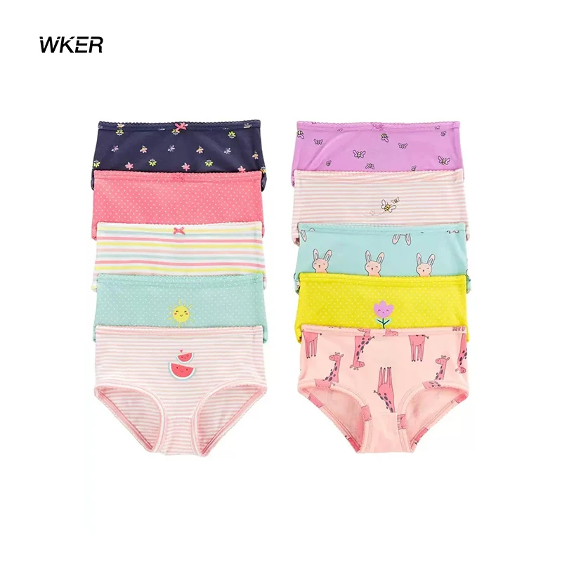 Трусы-боксеры WKER из чистого хлопка для девочек, без ПП, Симпатичные трусы, детское нижнее белье, трусики для маленьких девочек