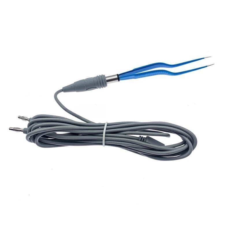 PAPPS Professional stainless steel blue coated color Reusable Bipolar Forceps Straight with Fine Tip