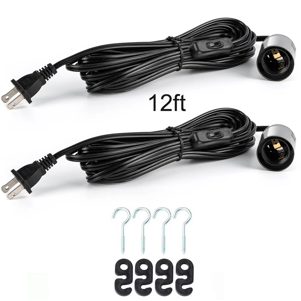 JACKYLED Pendant Light Bulb Socket 20Ft Extension Cord Cable Lamp Bases Power Cord Switch Line