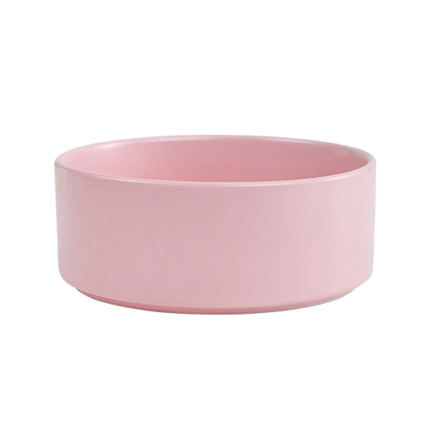 Easy Cleaning Luxury Ceramic Elevated Pet Bowl with Wood Stand One or Two Bowls Raised On Frame for Cat Food Feeder