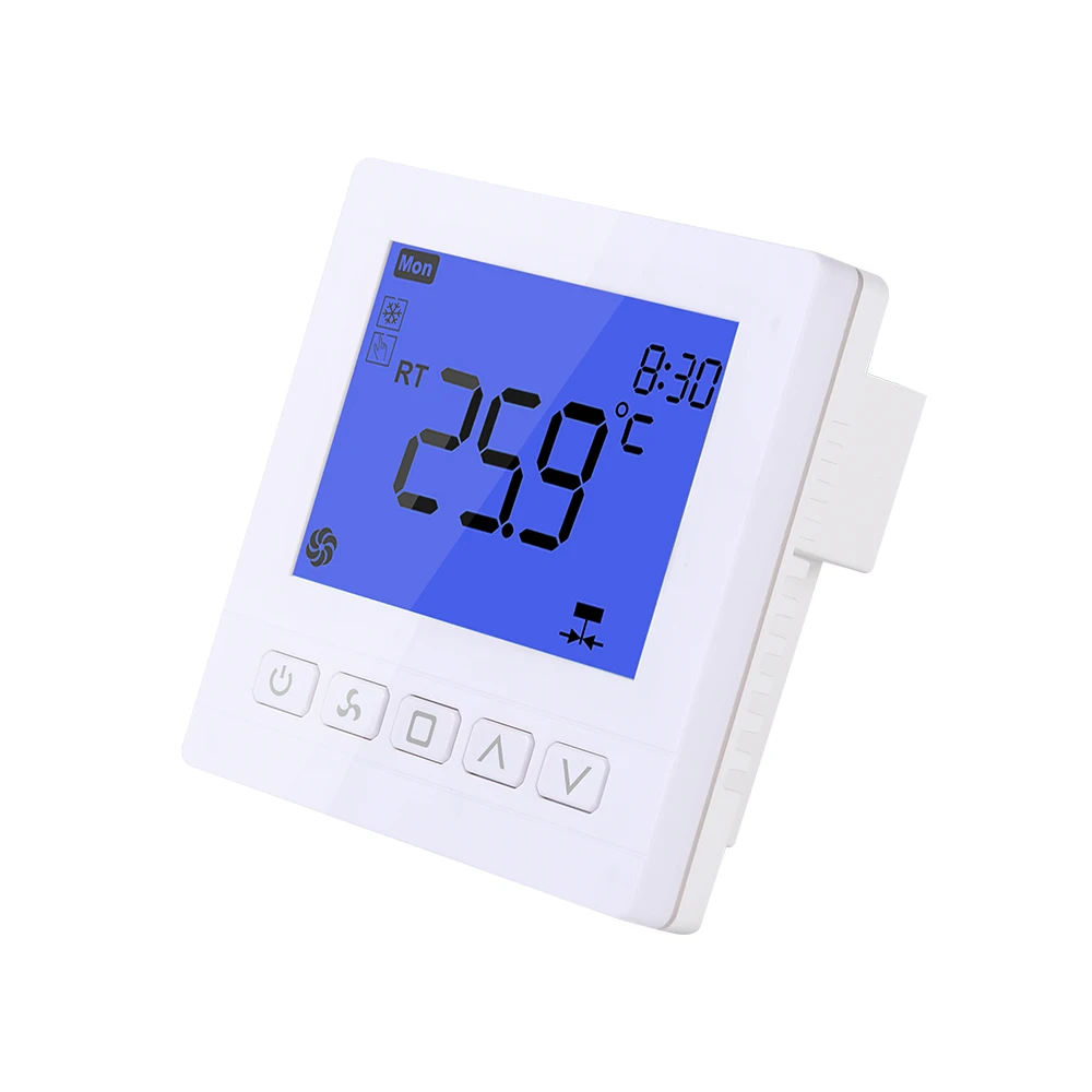 Smart home temperature controller digital programmable LCD digital Touch Button 2 pipe Fan Coil Room Thermostat