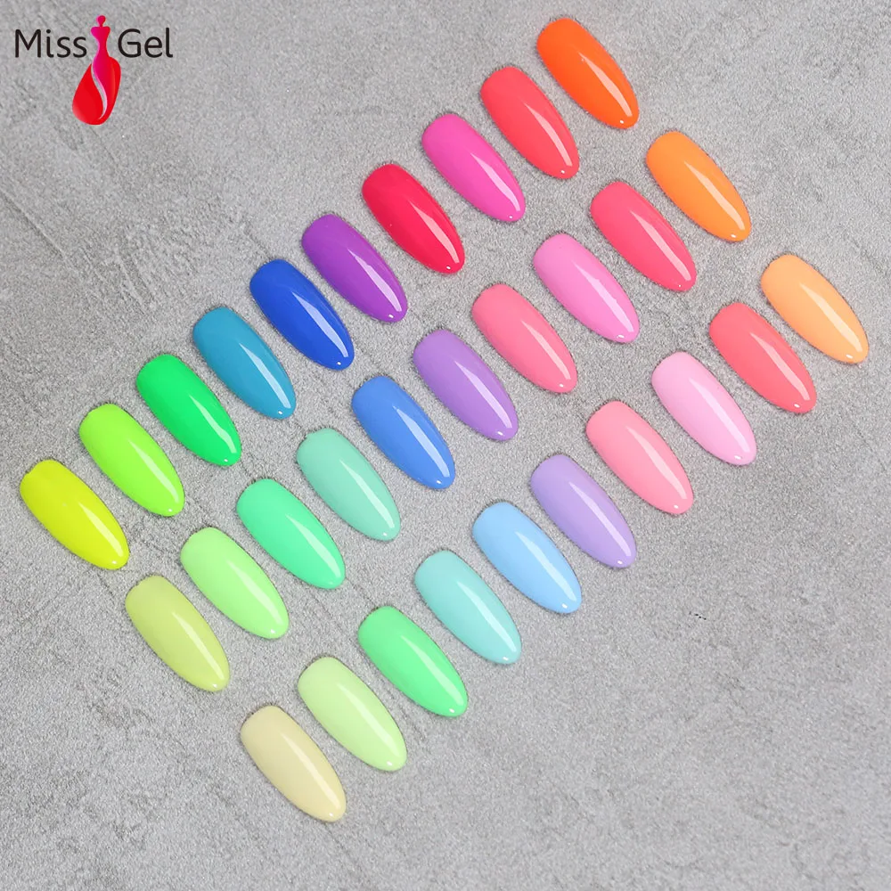 Missgel private label custom logo summer rainbow pastel neon colors soak off gel nail polish uv gel