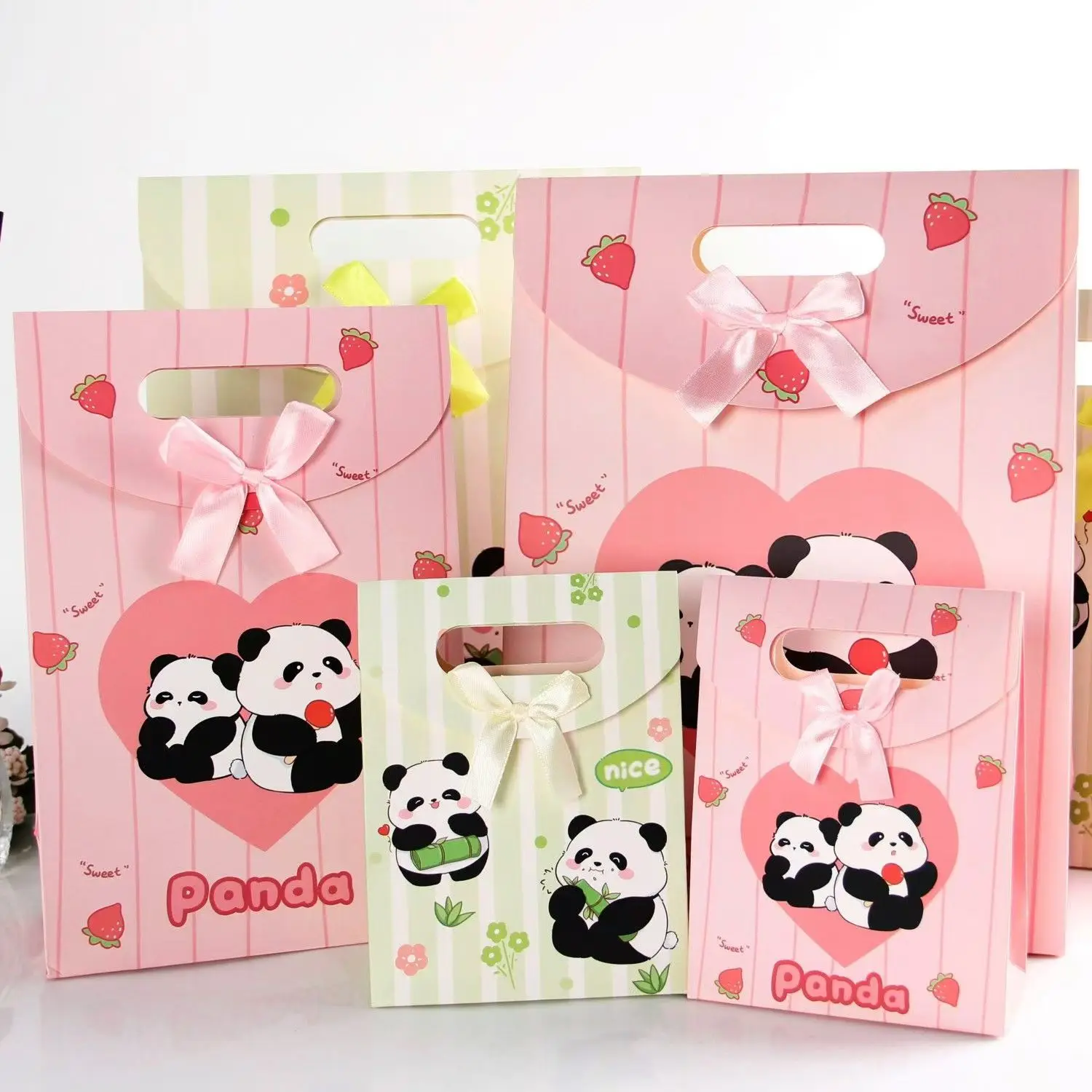 China Panda Green Pink Color Custom Making Machine Printer No Importax Dinosource Gift Packing Paper Bags