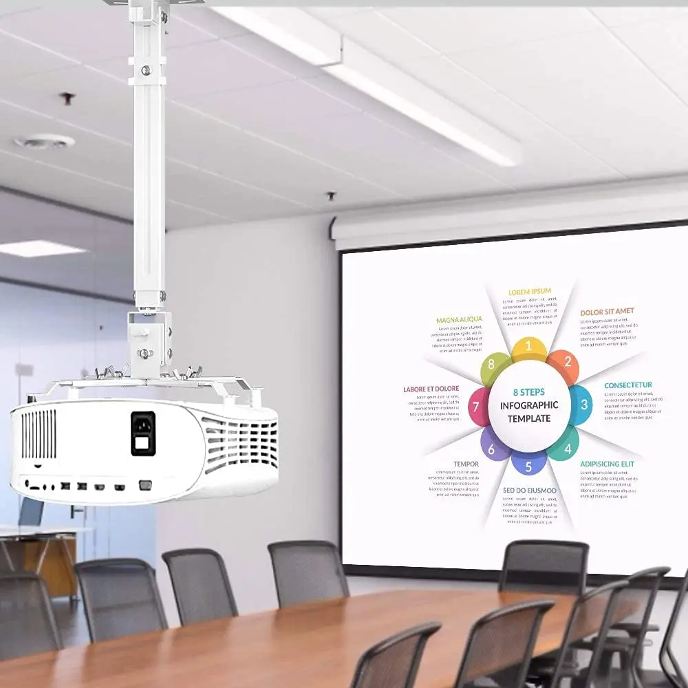 XJK High Quality 43-65cm Adjustable Height Bracket Series White Projector Ceiling Mount Bracket